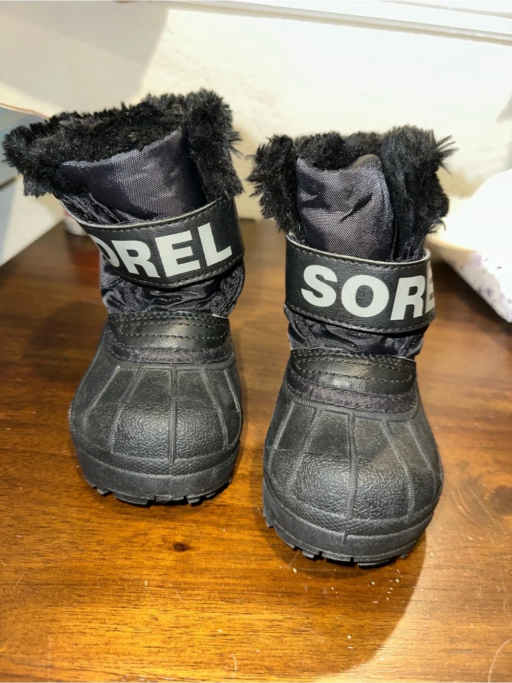 Sorel Kids Black Fleece-Trim Winter Boots